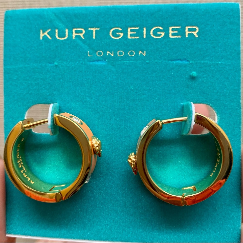 KURT GEIGER LONDON Eagle Enamel Huggie Hoop Earrings - Picture 4 of 9